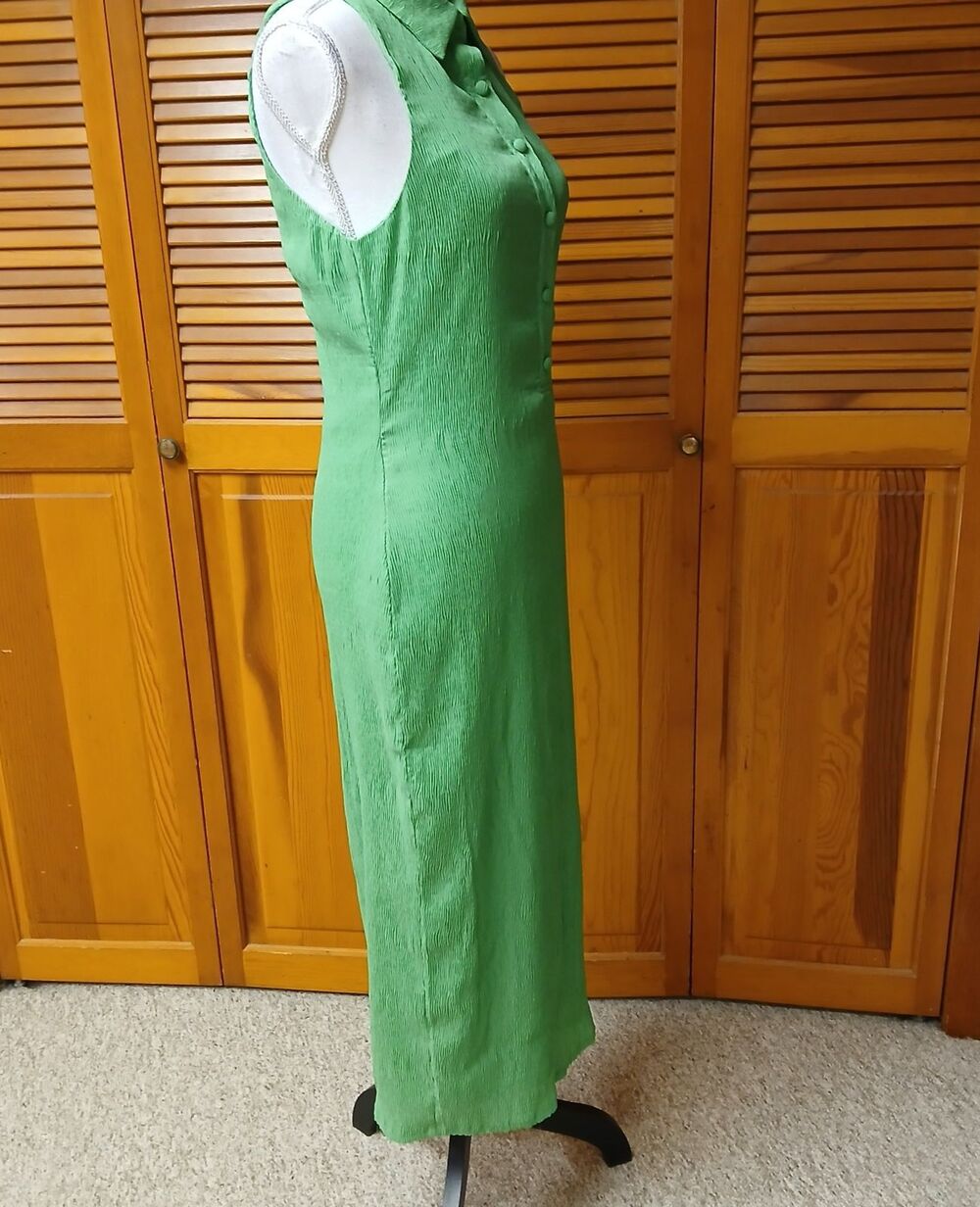 Camila Coelho Monica Crinkled Green Sleeveless Midi Shirt Dress Size Medium - Picture 7 of 12